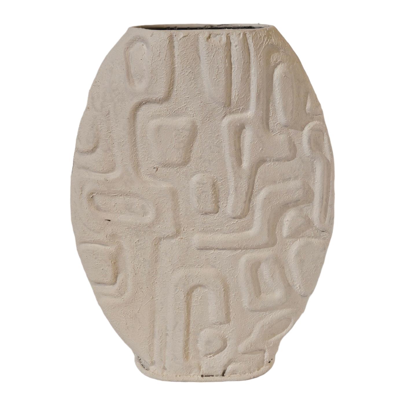 Vaas metaal ovaal wit 26x10x34cm