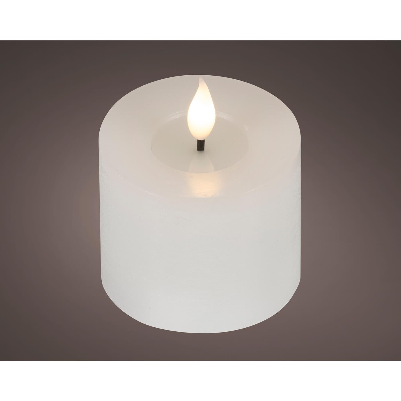 Lumineo LED kaars wax Ø7.5x9,5cm wit