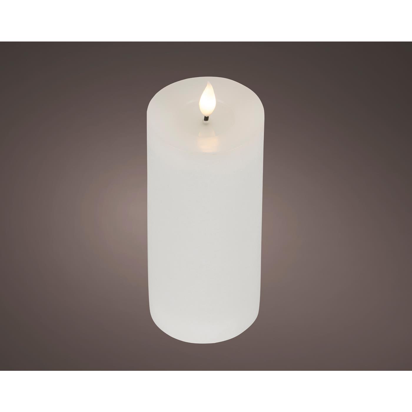 Lumineo LED kaars wax Ø7,5x20cm wit