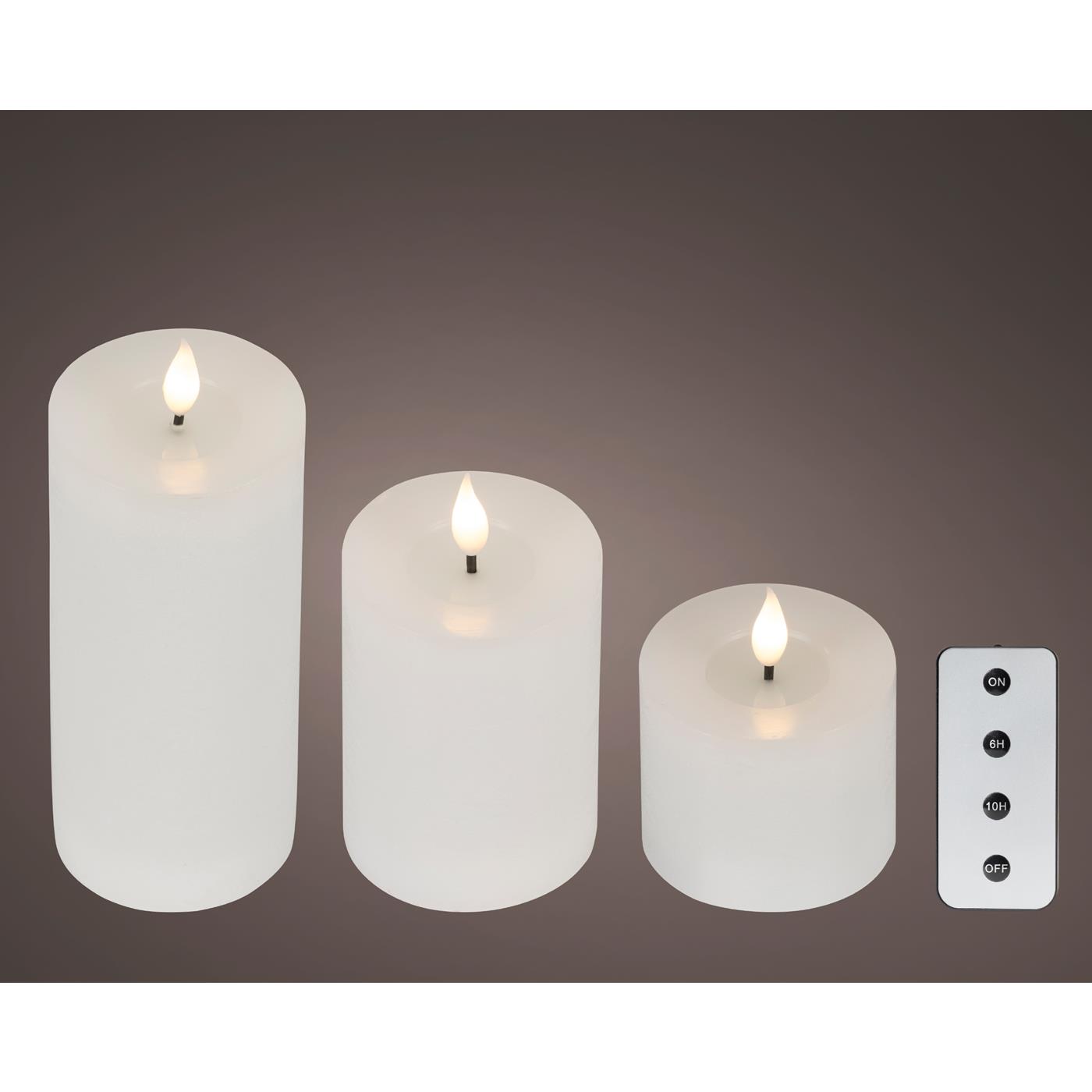 Lumineo LED kaars wax 3dlg Ø7,5x20cm wit