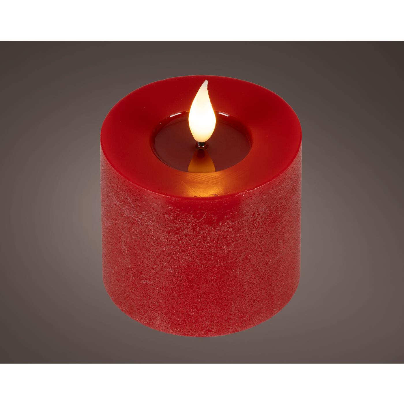 Lumineo LED kaars wax Ø7.5x9,5cm rood