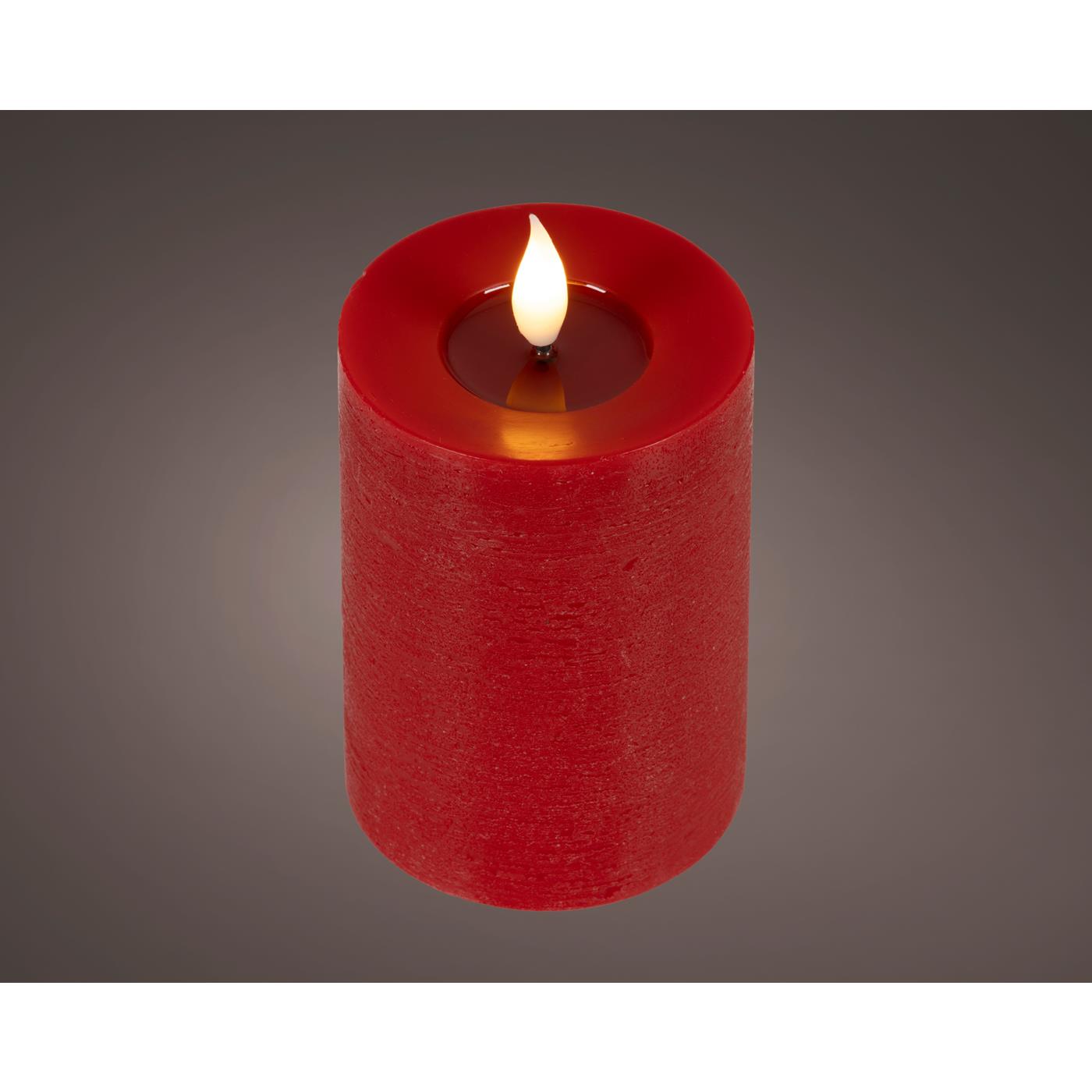 Lumineo LED kaars wax Ø7,5x13,5cm rood