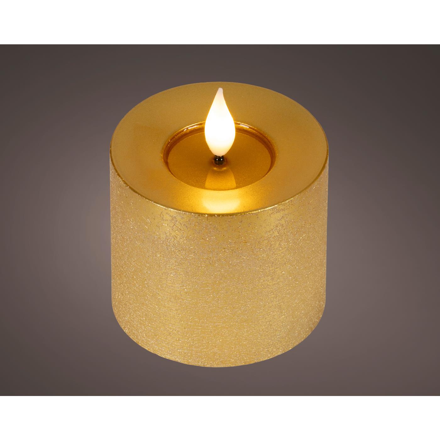 Lumineo LED kaars wax Ø7.5x9,5cm goud