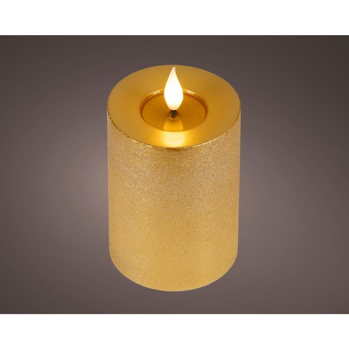 Lumineo LED kaars wax Ø7,5x13,5cm goud