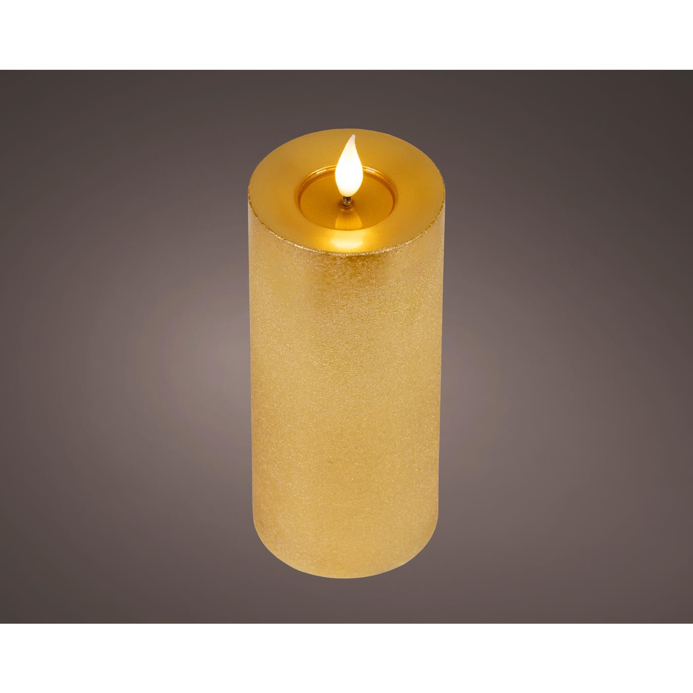 Lumineo LED kaars wax Ø7,5x20cm goud