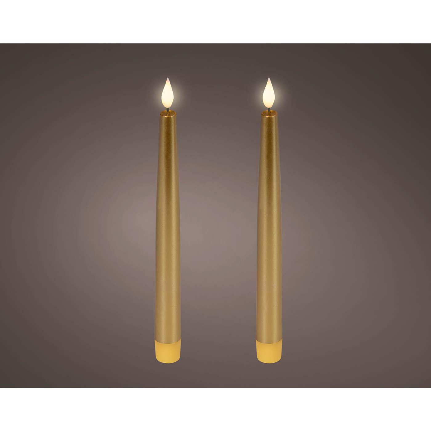 Lumineo LED Dinerkaars H24,5cm goud 2x