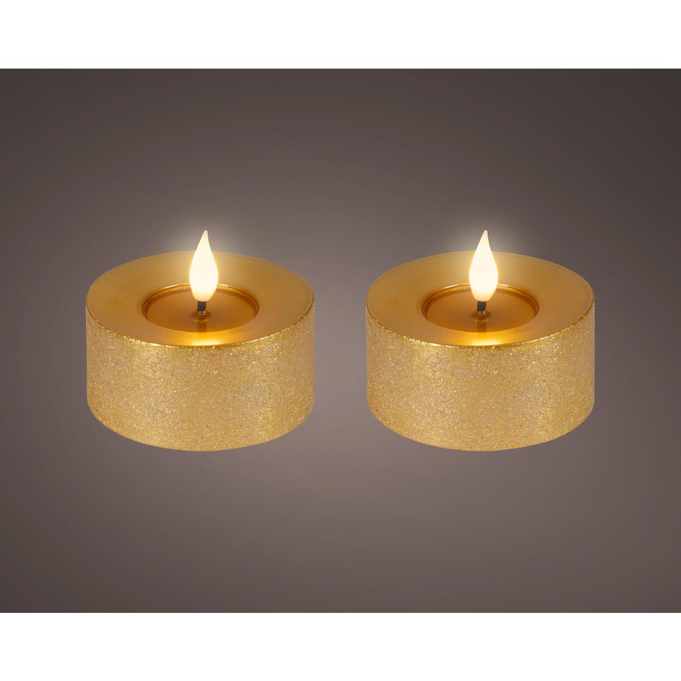Lumineo LED Theelicht Ø7,5cm goud 2 st.