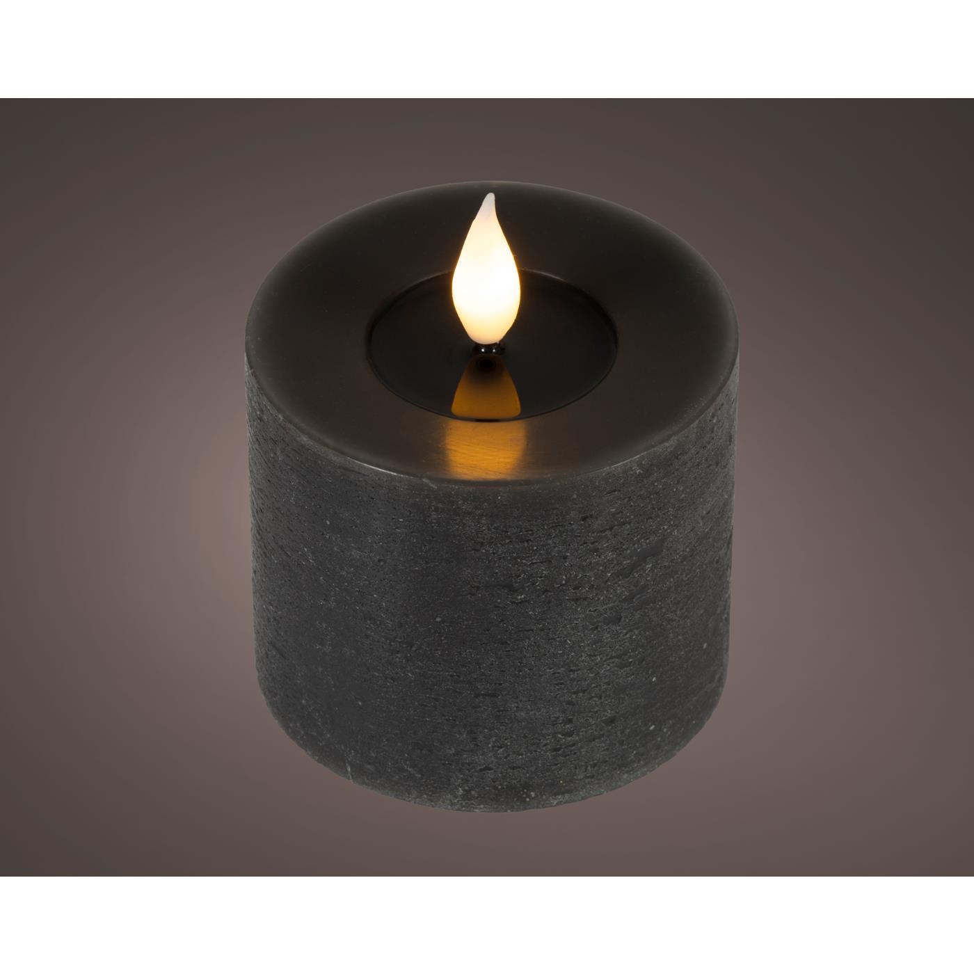 Lumineo LED kaars wax Ø7.5x9,5cm zwart