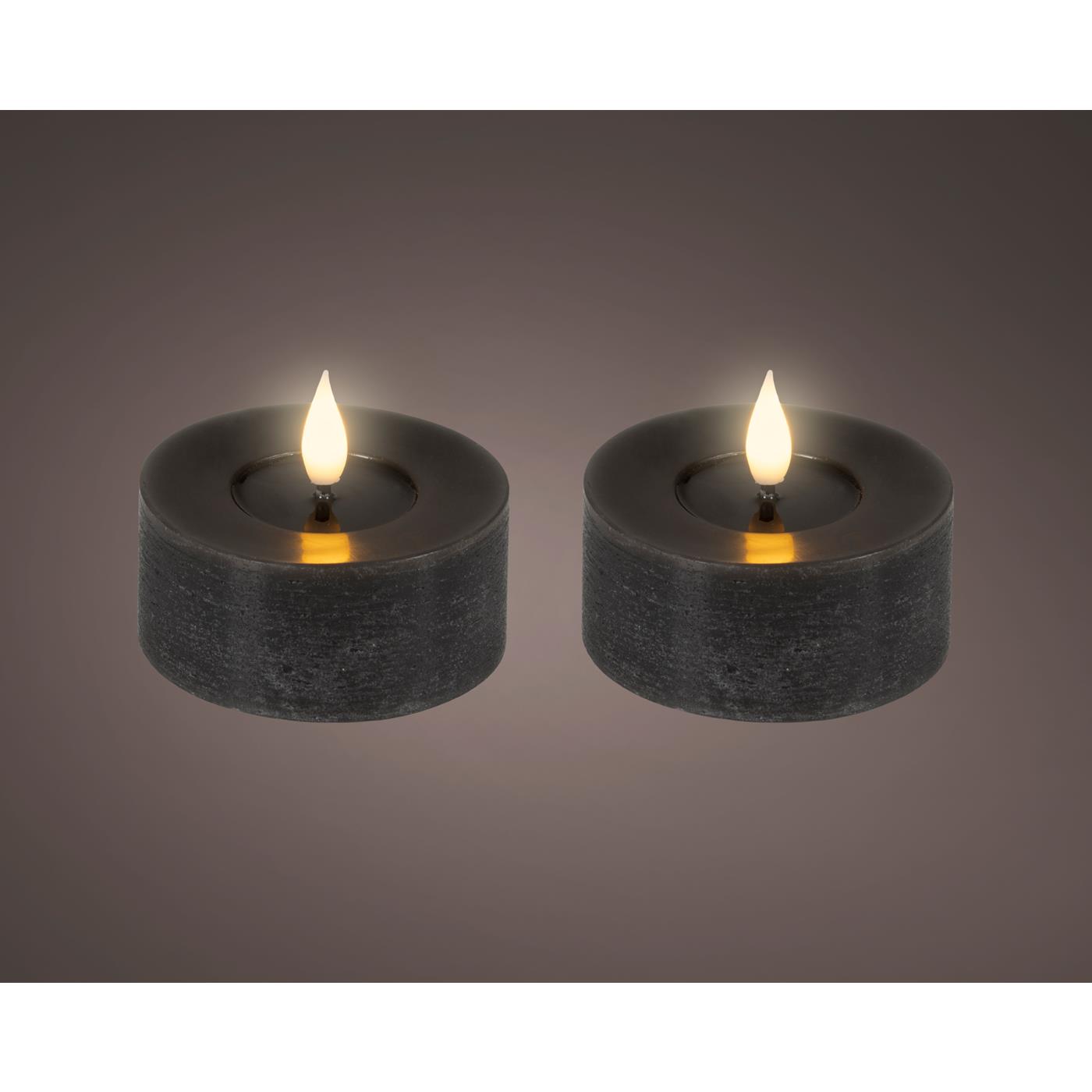 Lumineo LED Theelicht Ø7,5cm zwart 2 st.