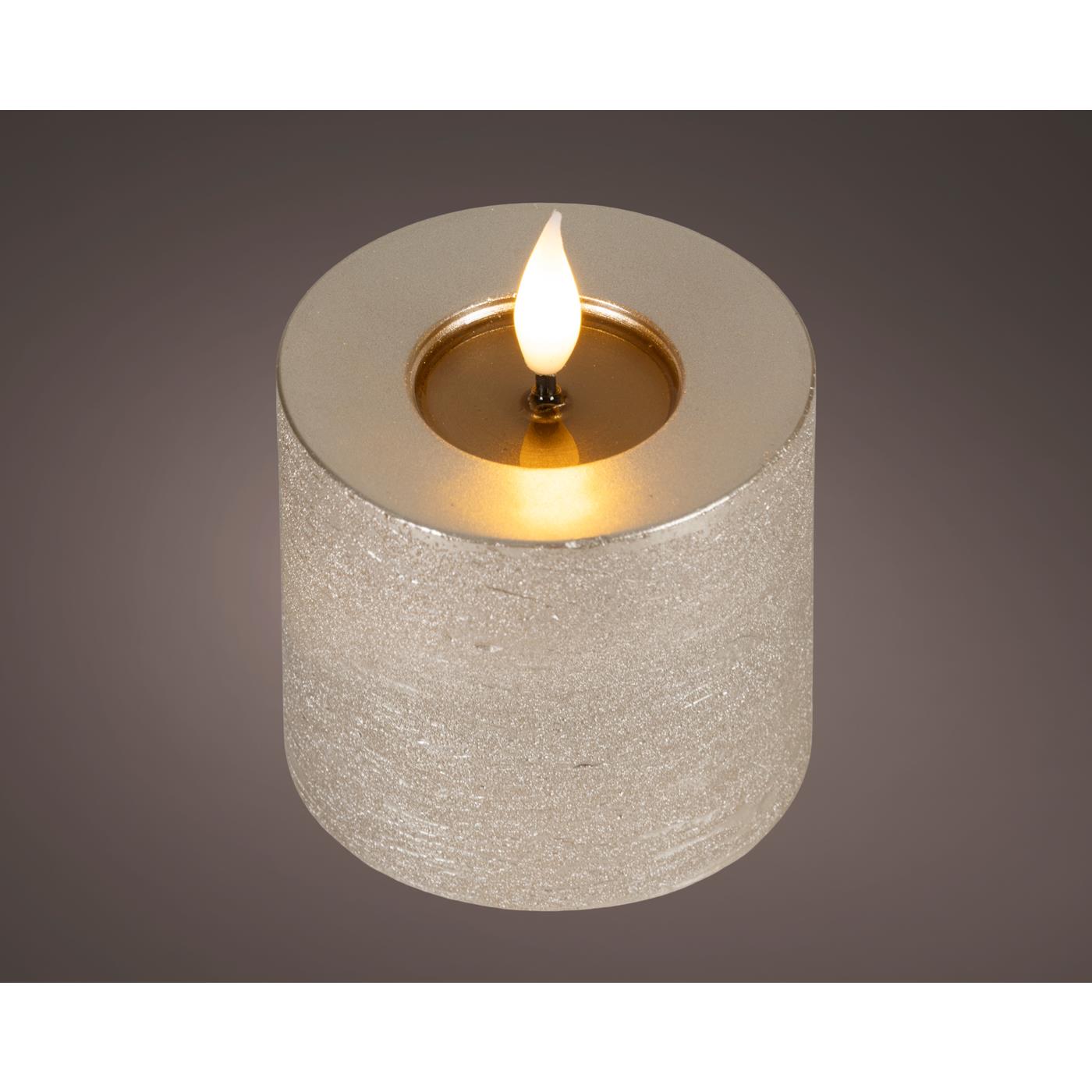 Lumineo LED kaars wax Ø7.5x9,5cm grijs