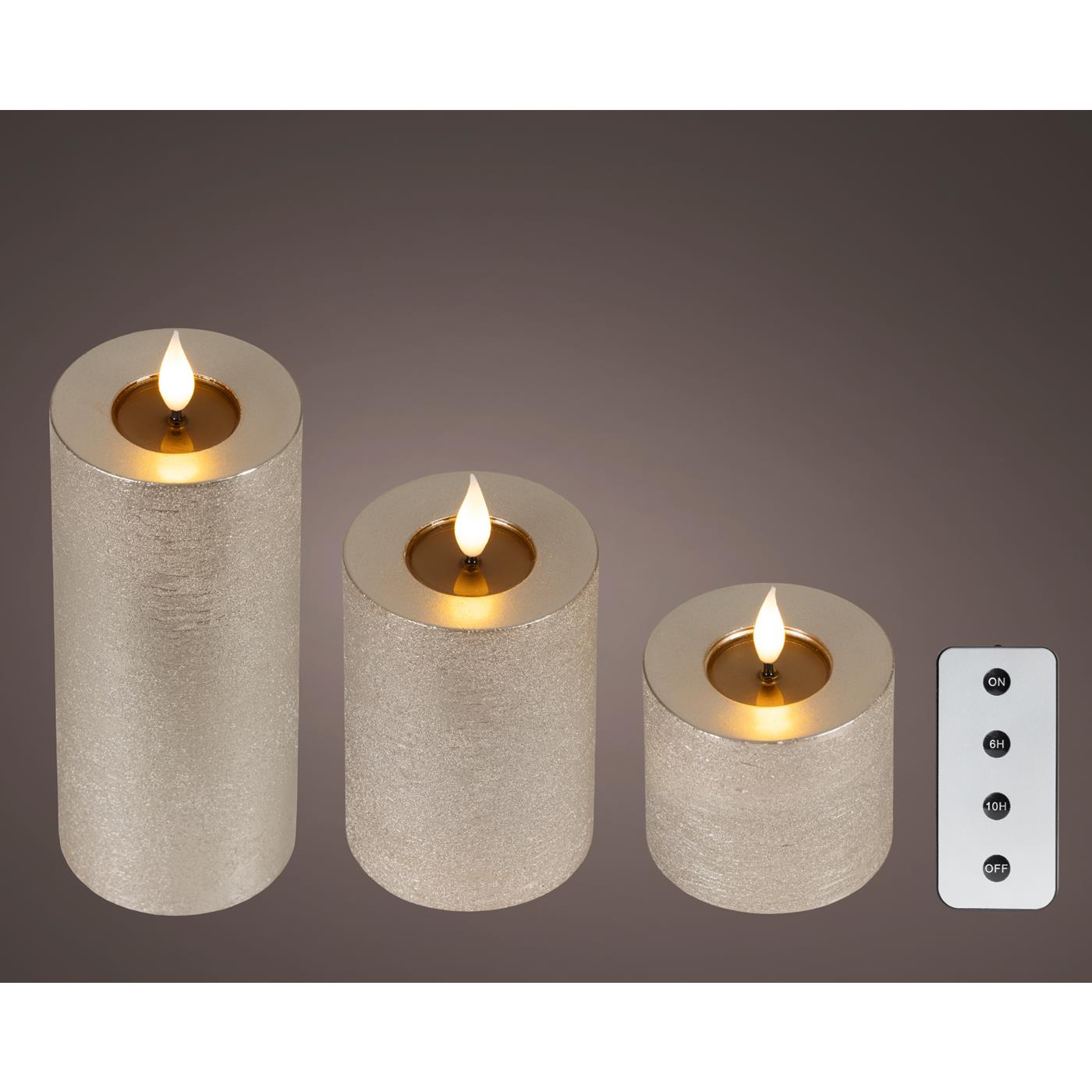 Lumineo LED kaars 3dlg Ø7,5 Champagne