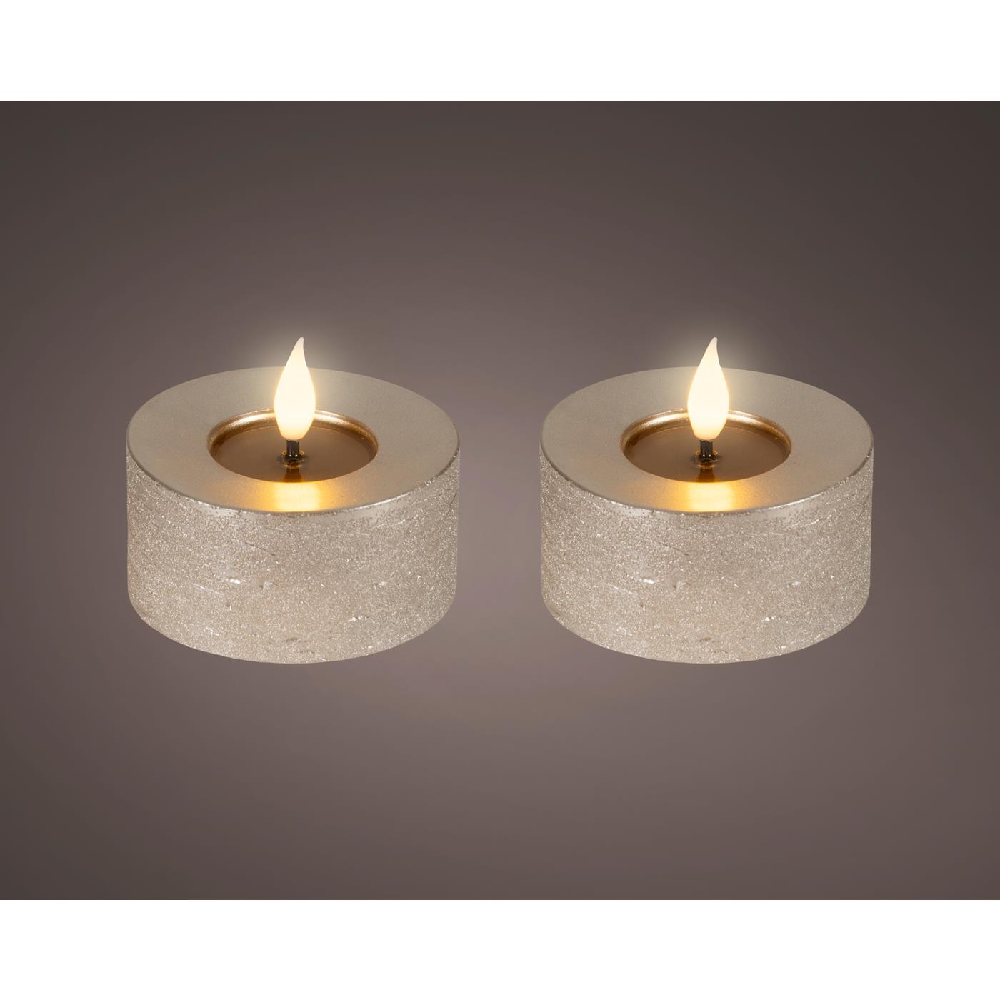Lumineo LED kaars 7,5x6cm 2 st.Champagne