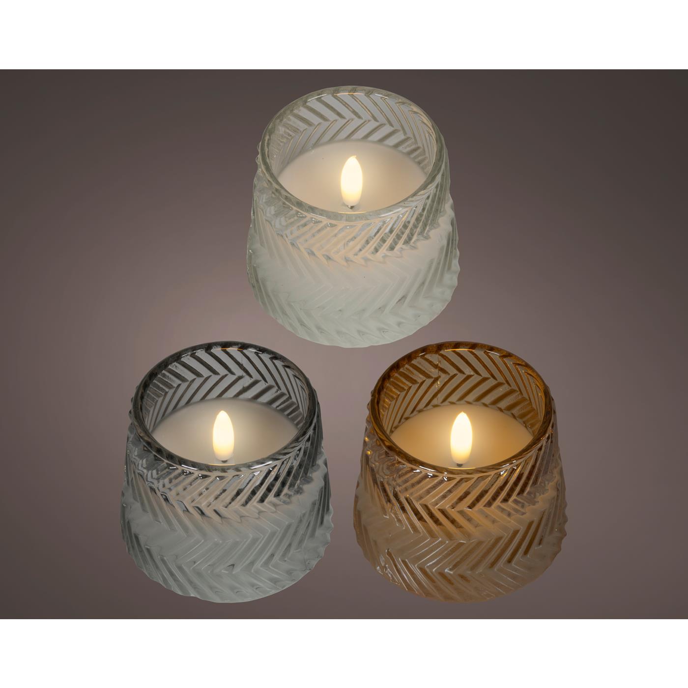 Lumineo LED Kaars in glas vlam Ø8cm
