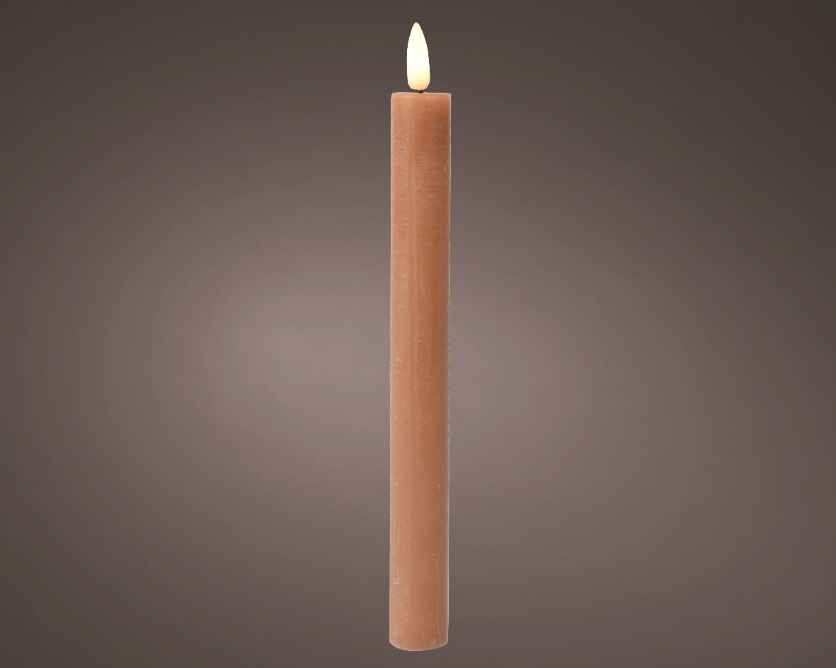 Dinerkaarsset LED vlam 24cm bruin 2-dlg