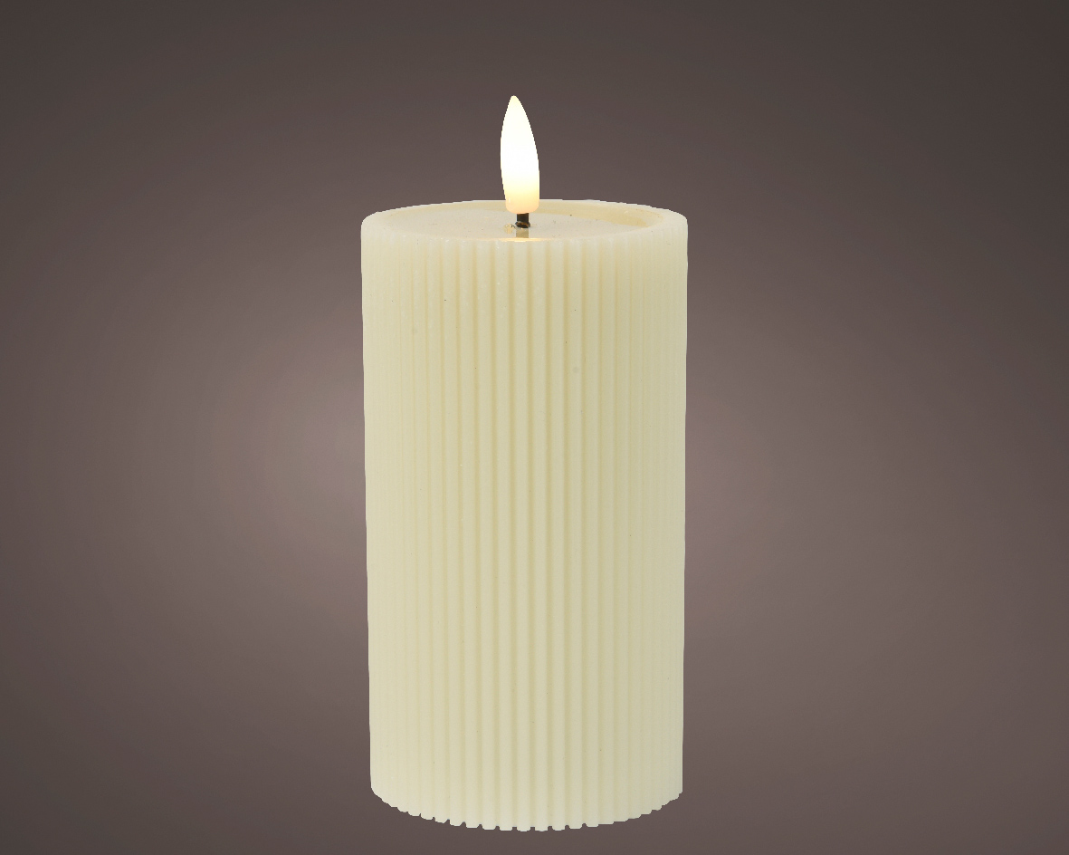 Kaars LED ribbel vlam 15.5cm creme
