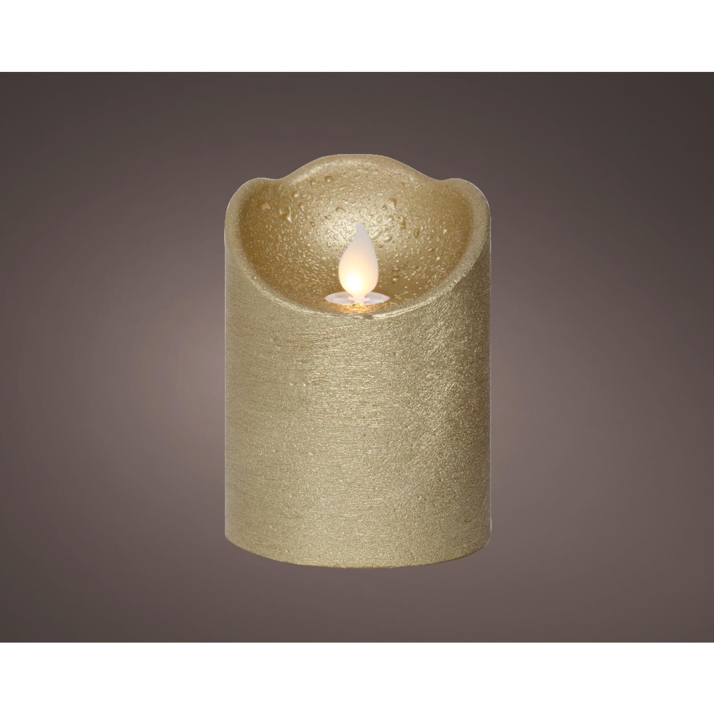 LED Waving kaars wax goud Ø7,5xH10cm