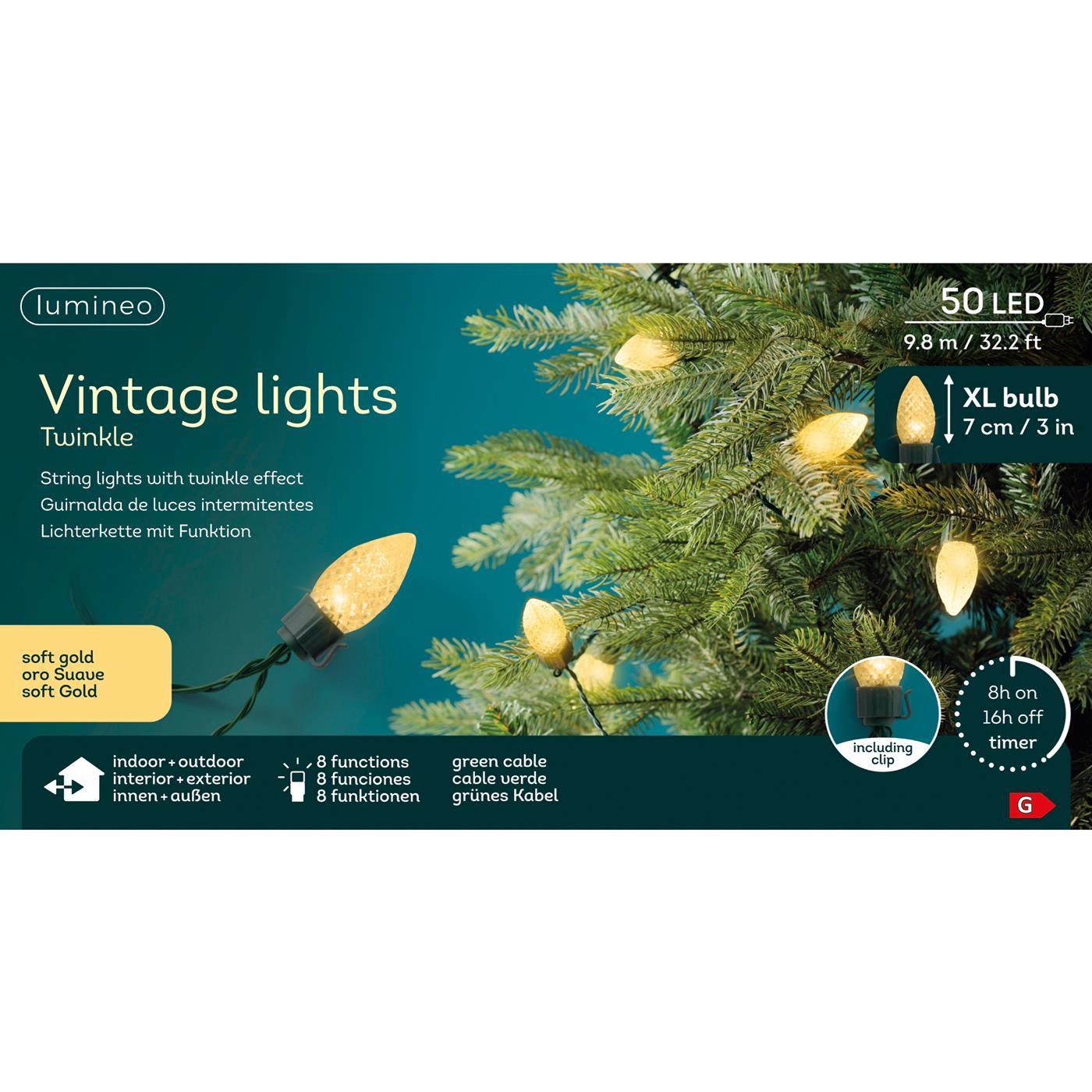 Lumineo Vintage kerstboomlicht 50led