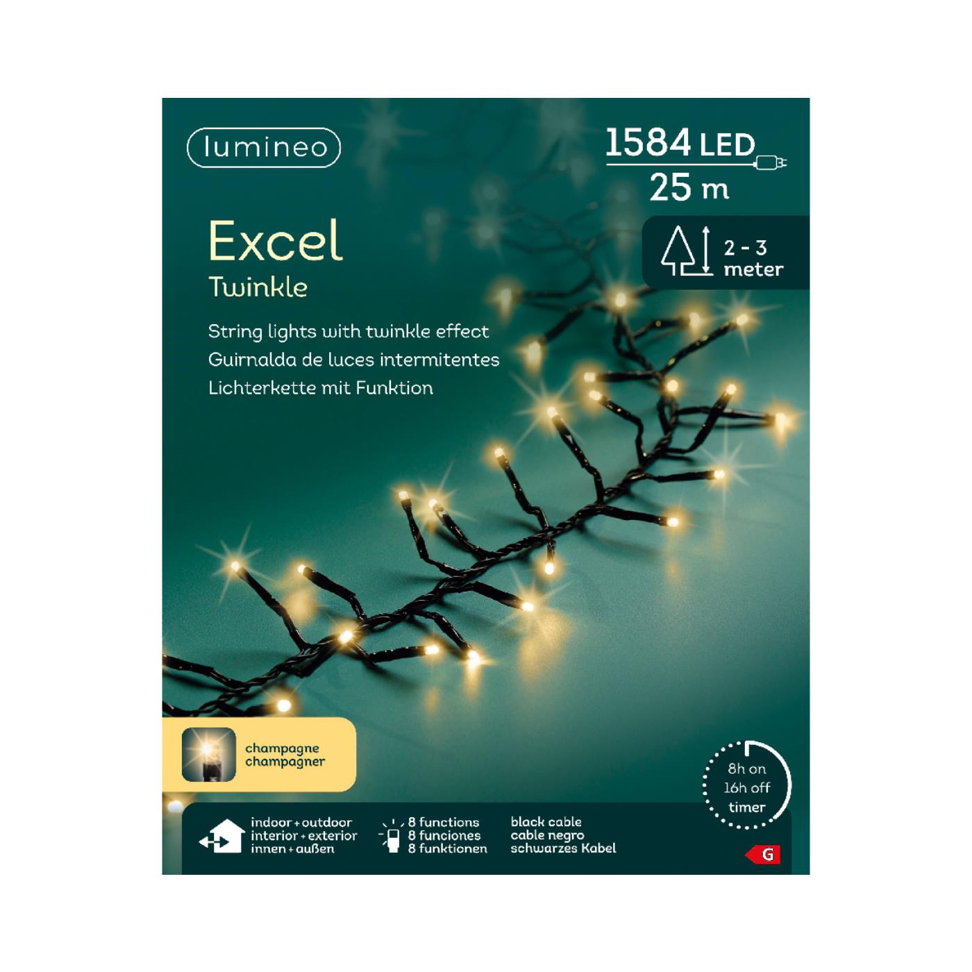 Excel twinkel outdoor 25M Champagne