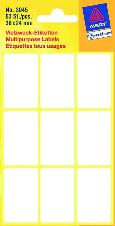 Etiket wit 38x24mm  pak a 10 stuks