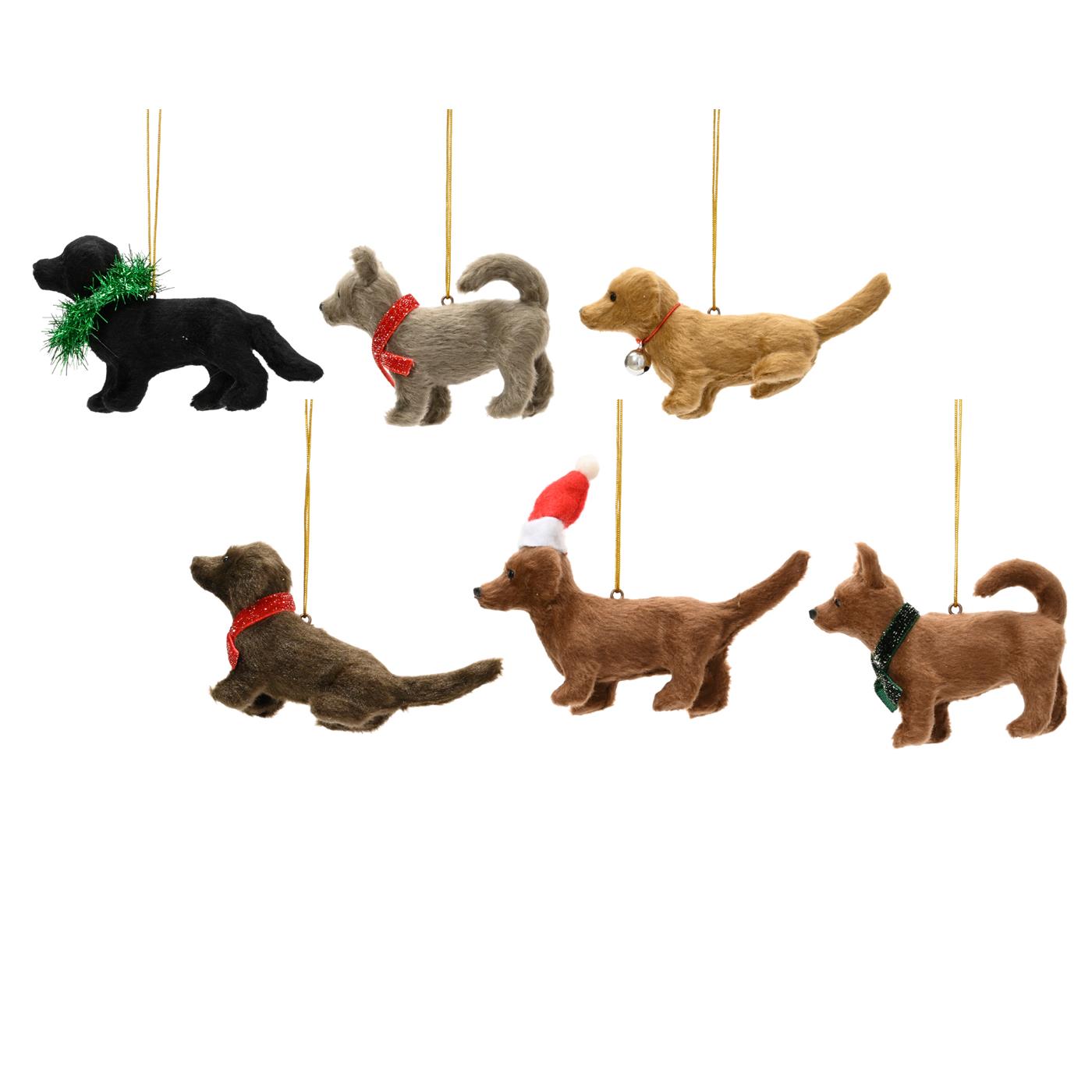 Decoris Kersthanger Hond 11cm fluweel