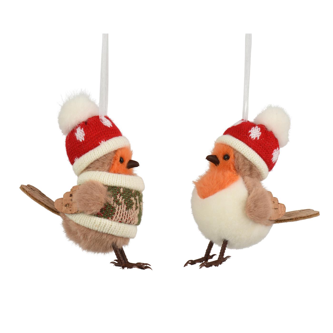 Decoris Kersthanger Vogel wol 11,5cm