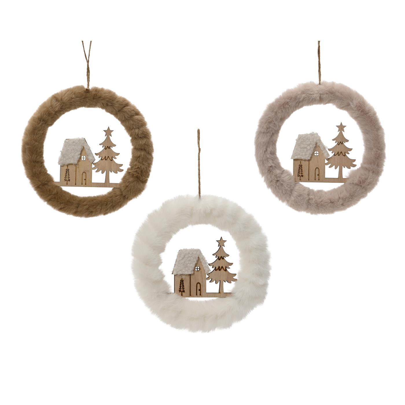 Decoris Kersthanger Krans Ø18cm bont