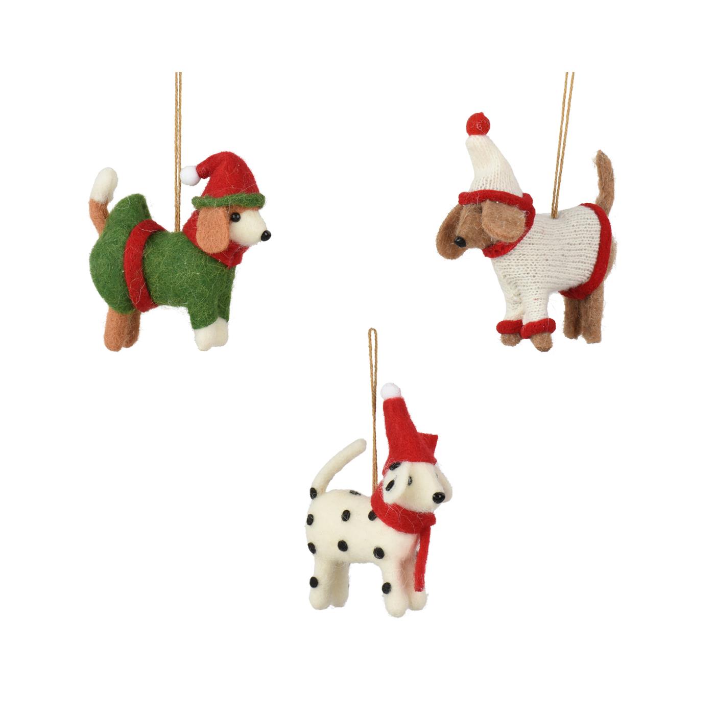 Decoris Kersthanger Hond wol 13cm