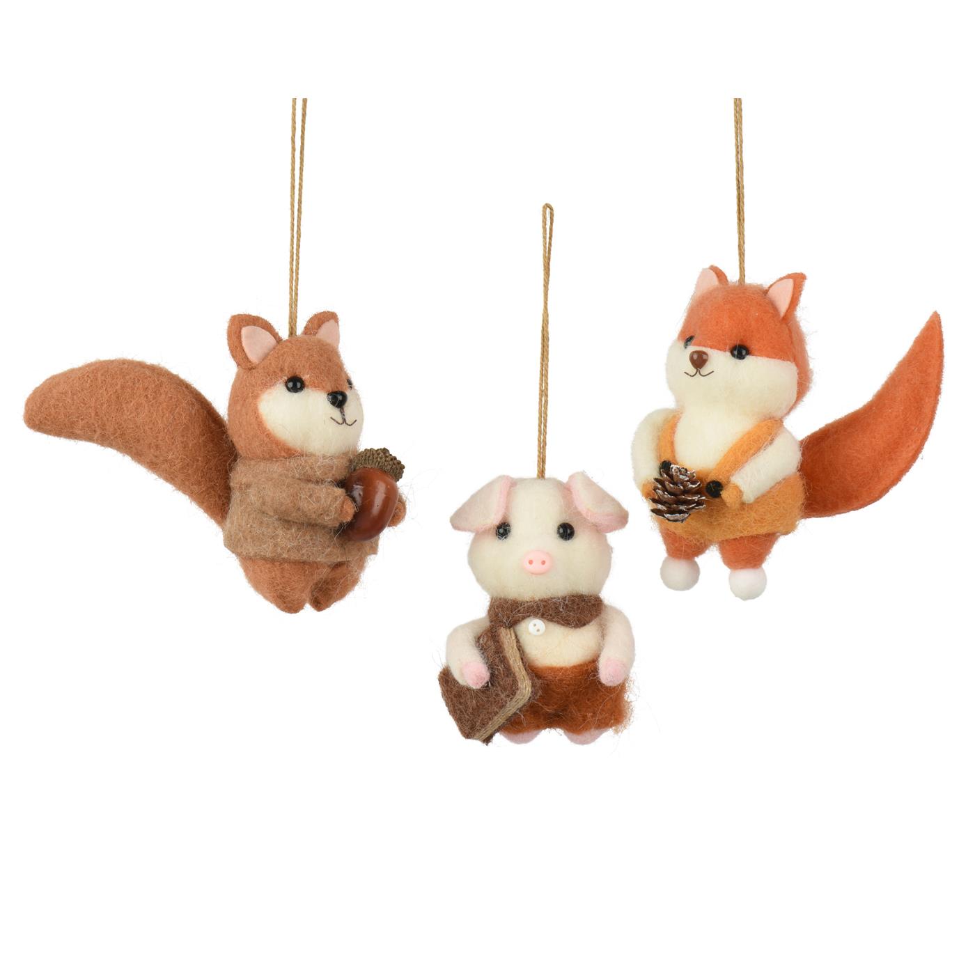 Decoris Kersthanger Dieren wol 11cm