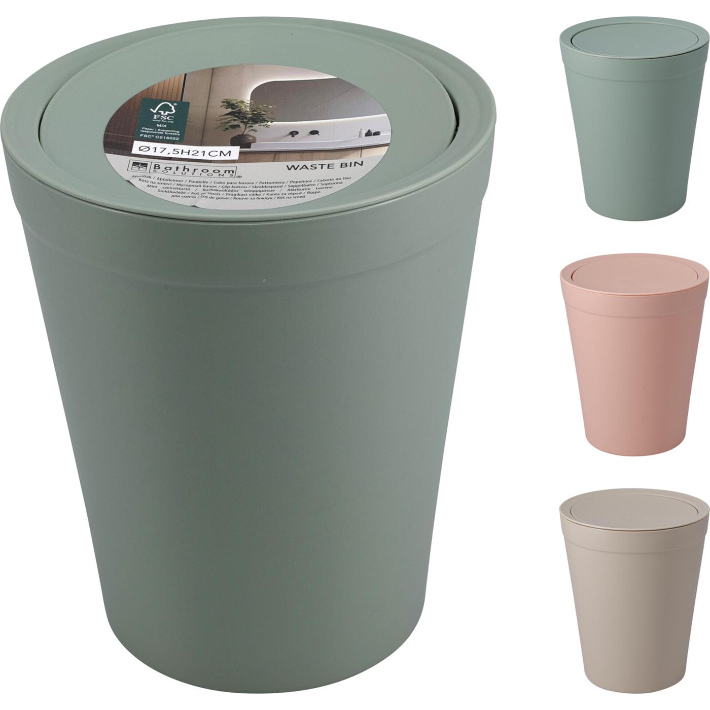 Afvalbak kunststof 17,5x21cm 3ass kl