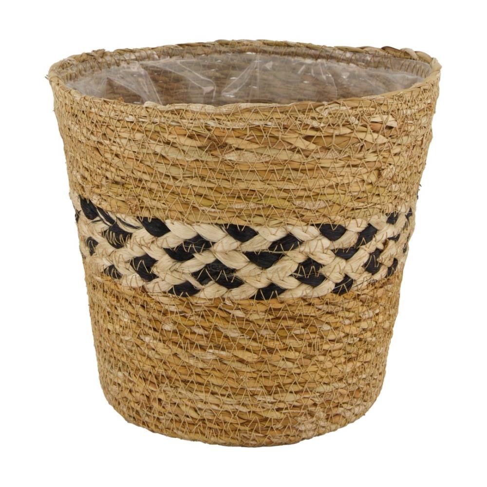 Mand zeegras Ø18x16cm naturel/zwart