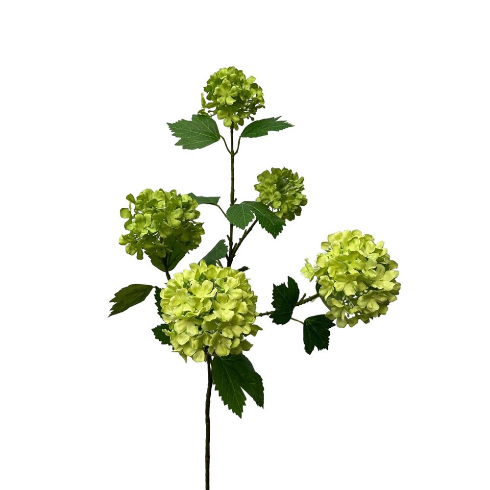 Kunstbloem snowball spray 83cm groen