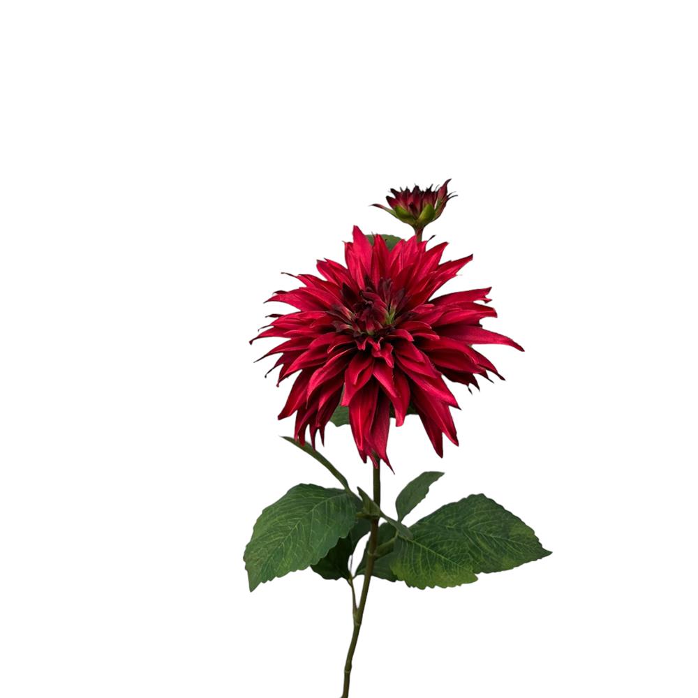 Kunstbloem dahlia +knop spray 74cm rood