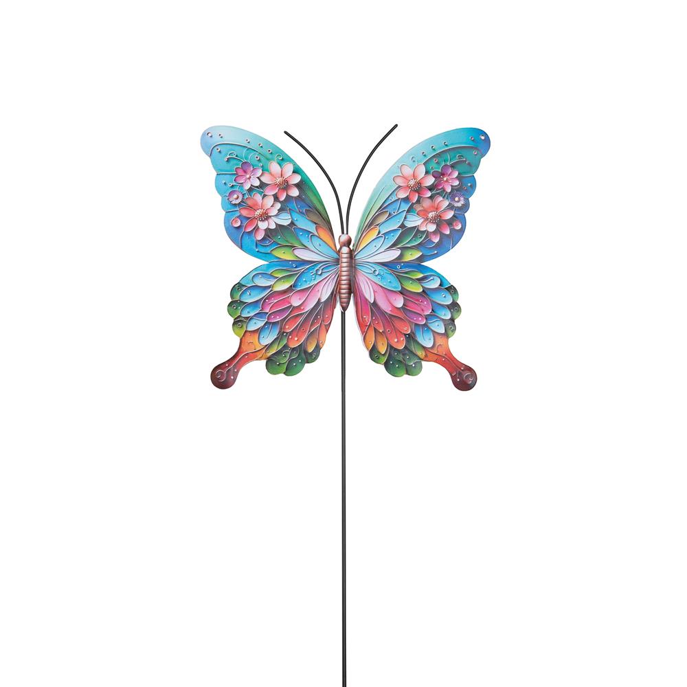 Vlinder op steker metaal 61x17cm