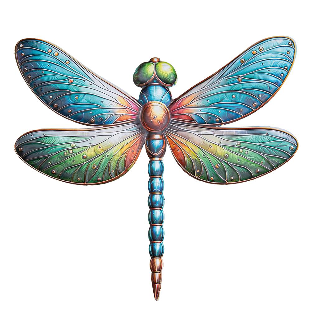 Wanddeco libelle metaal 37.5x42.5cm