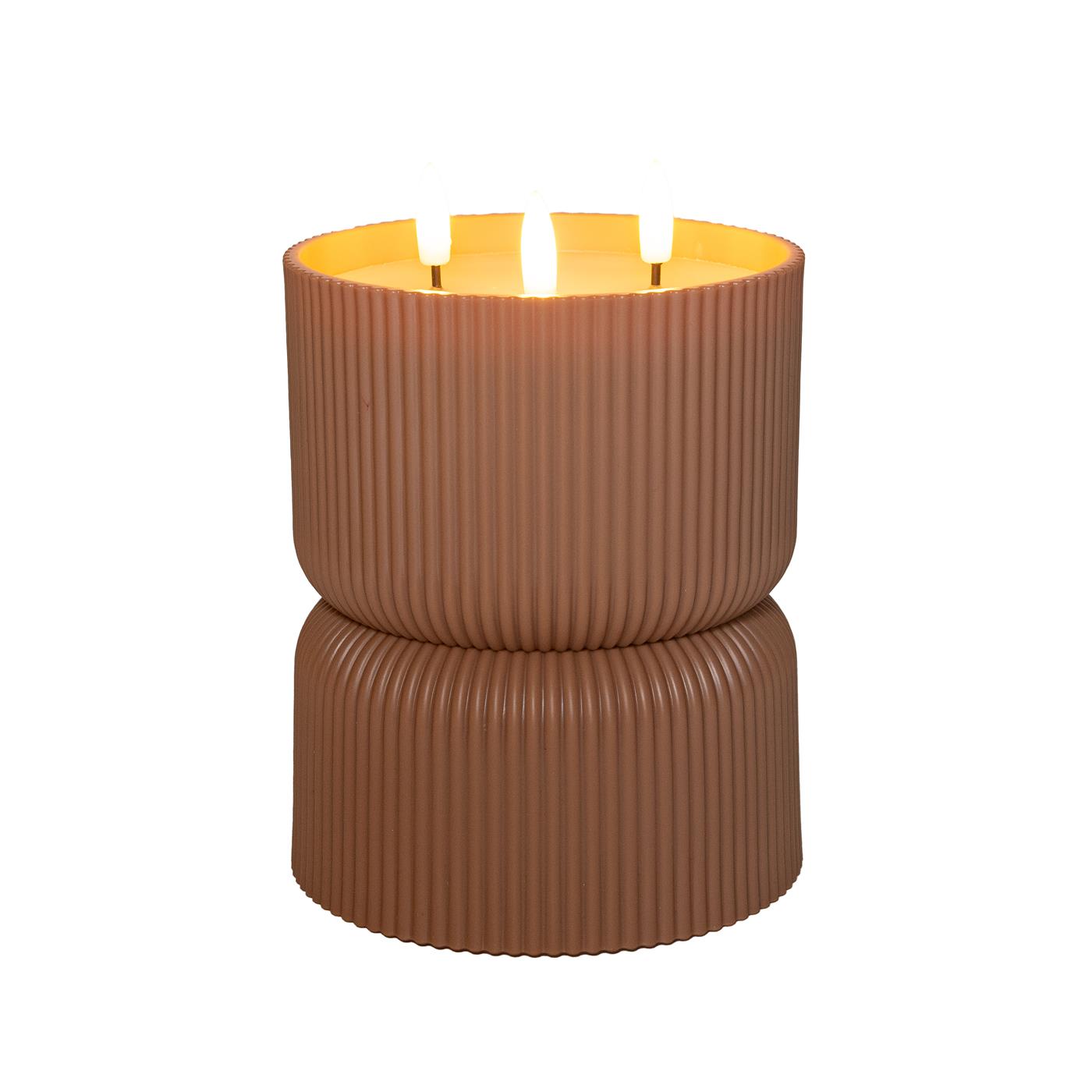 Buitenkaars 3D-vlam terra 13x13x17,5cm