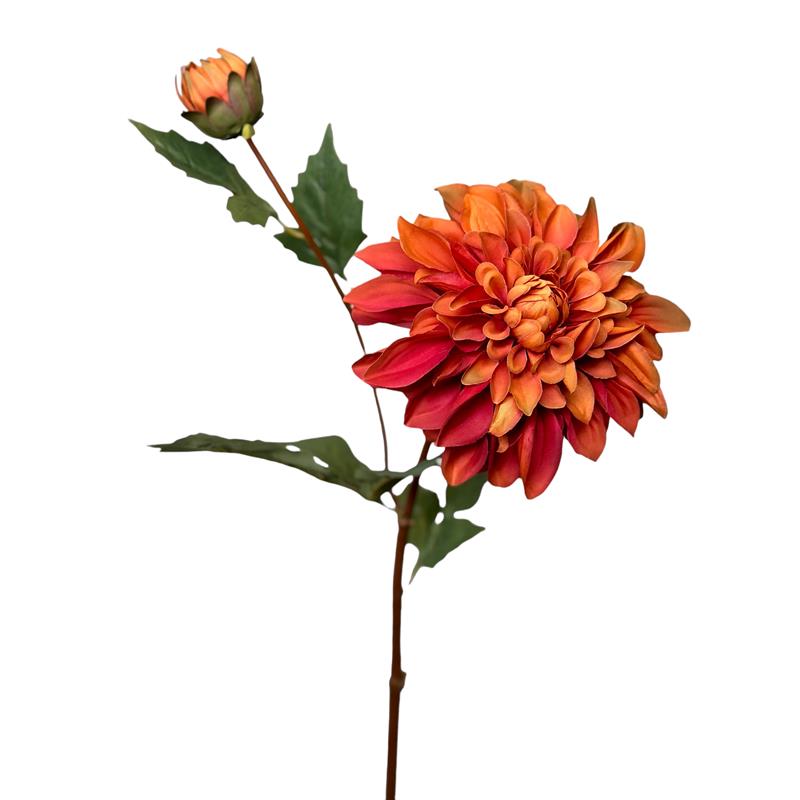 Kunstbloem Dahlia  80cm oranje