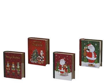 Blik Bookvorm kerst 11x10cm 4 assorti
