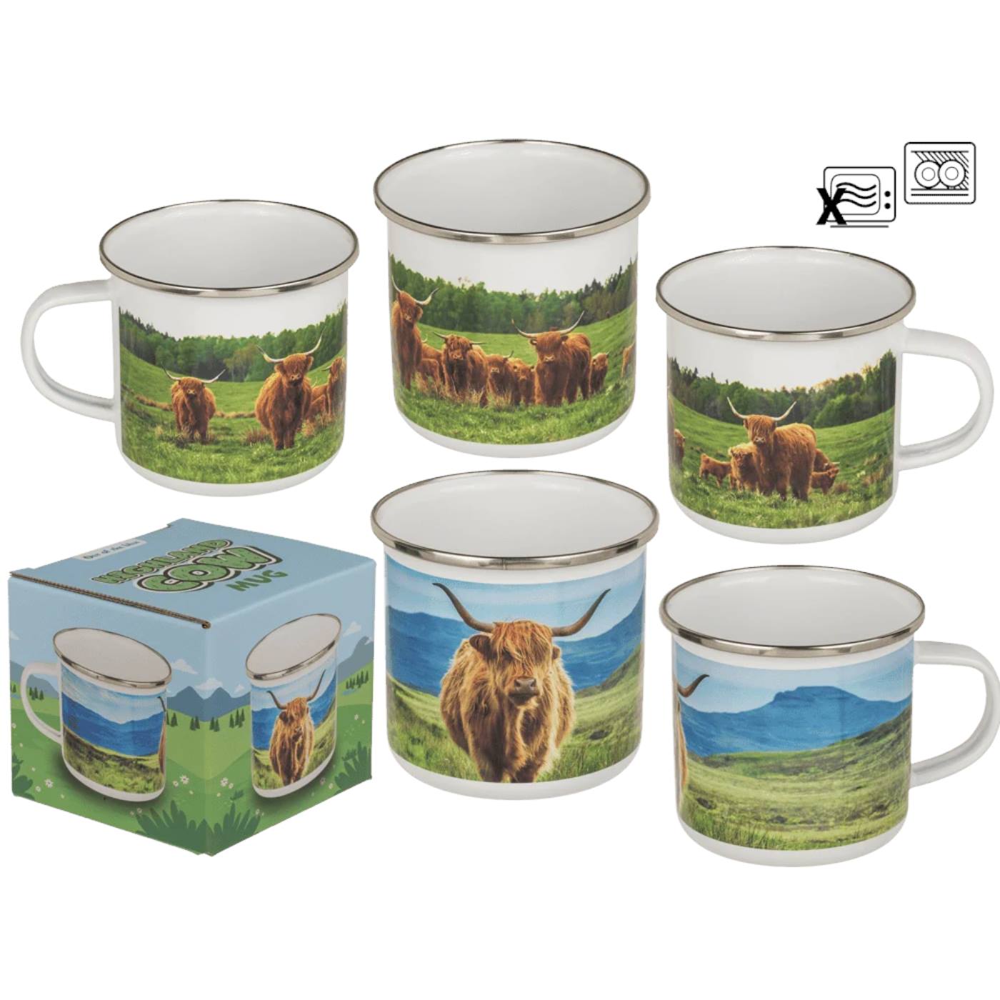 Mok Schots Hooglander Aluminium/Enamel 350 ml 2 assorti