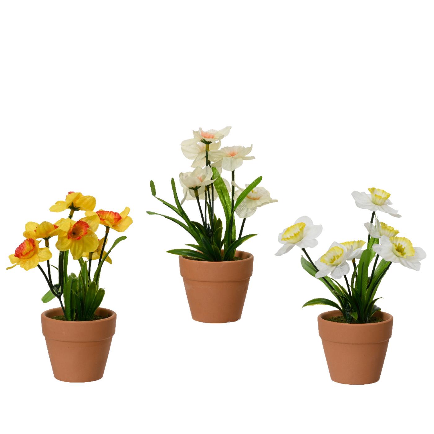 Kunstplant narcis  in pot Ø7.5xH18cm
