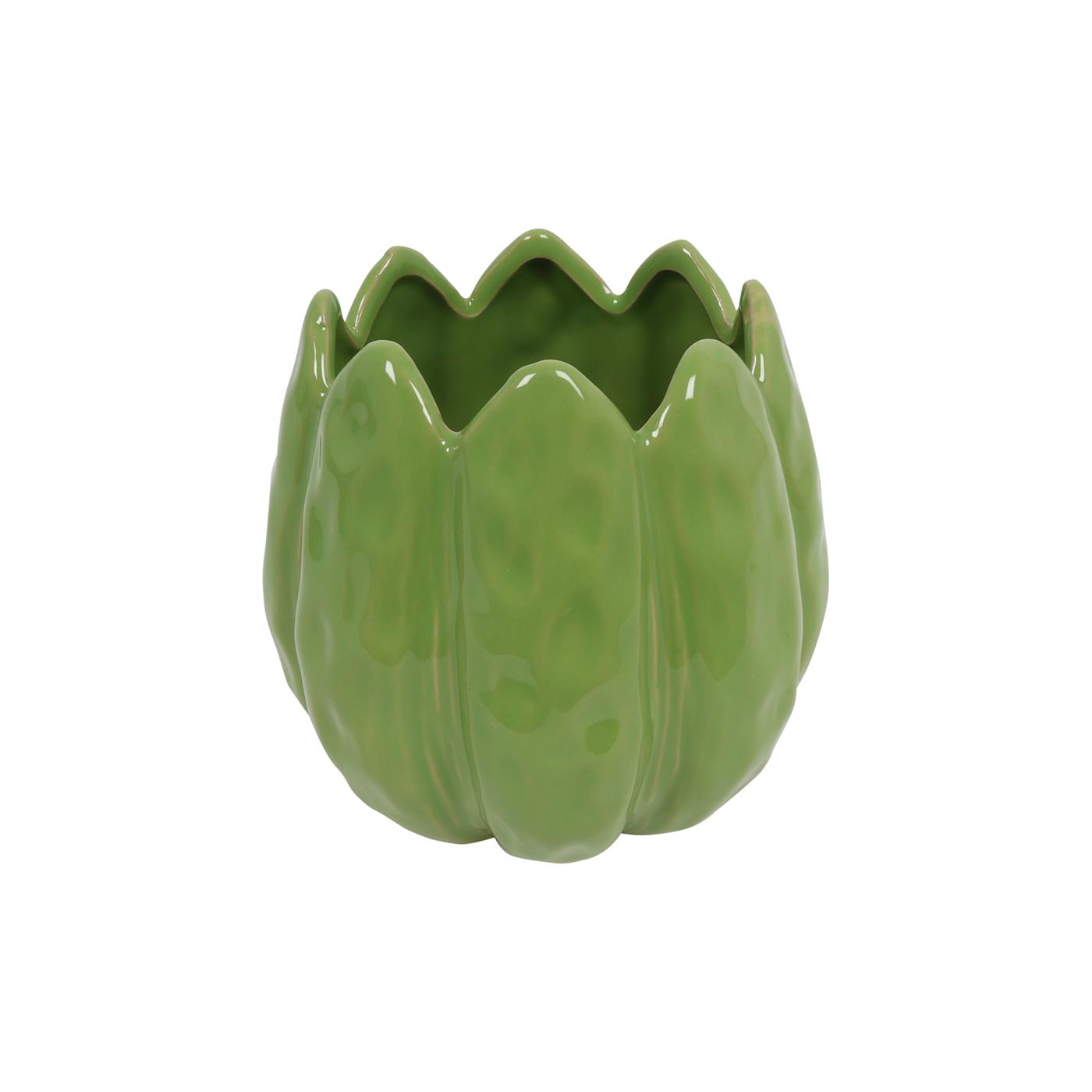 Bloempot tulp  groen 12x12x13cm