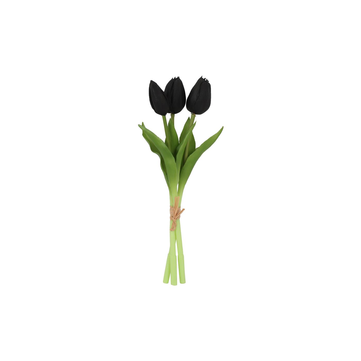 Kunstboeket tulpen zwart H29cm- 3 stelen