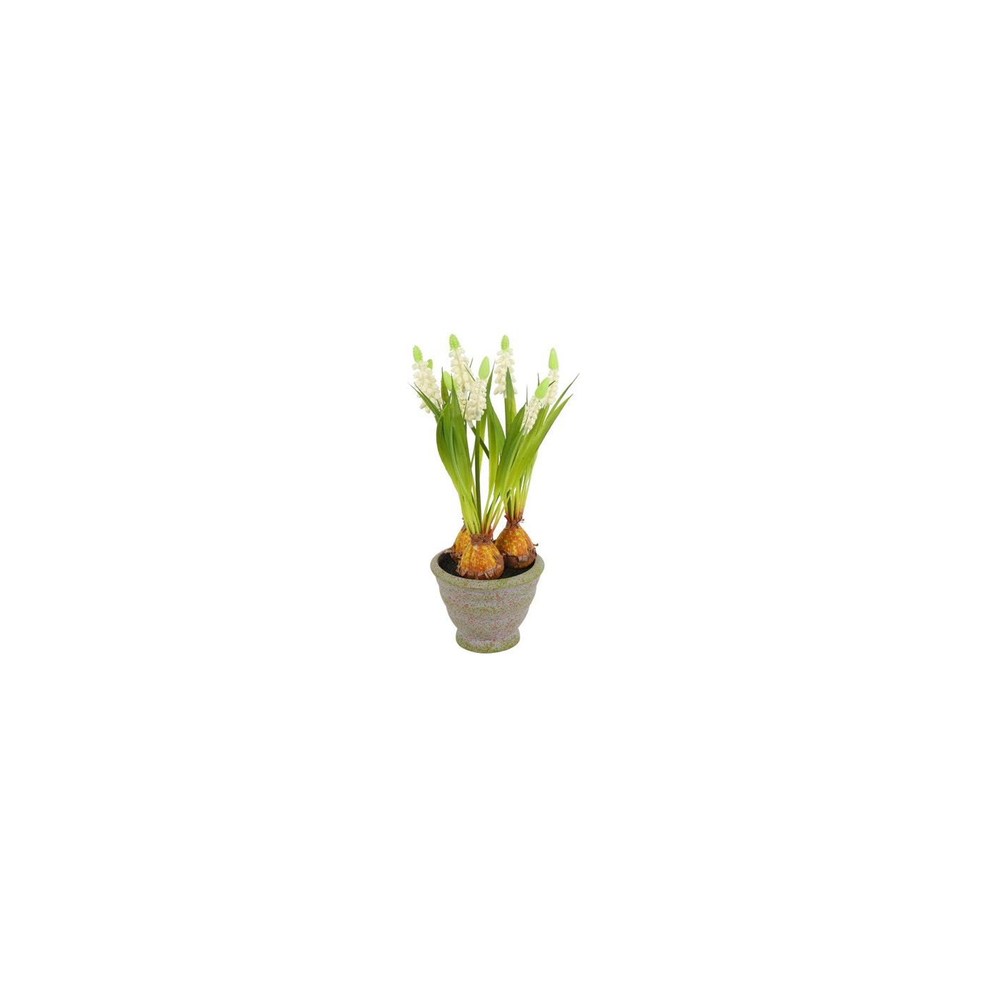 Kunstbloem in pot Muscari wit H28cm