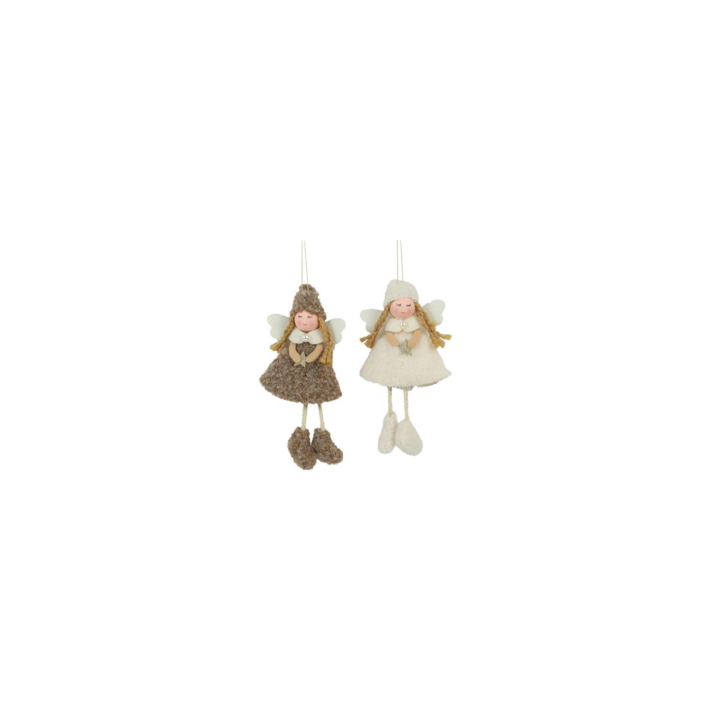 Kersthanger Engel bruin H19cm 2 assorti