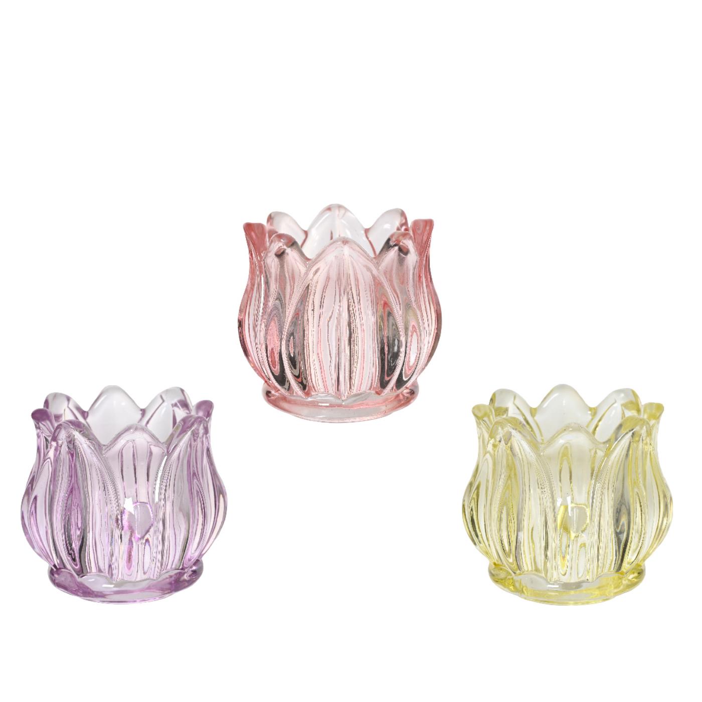 Theelichthouder glas tulp H7.3cm