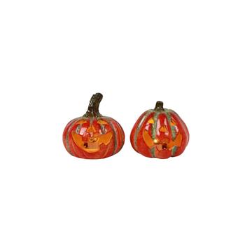Beeld Pompoen LED 2 assorti oranje H7cm