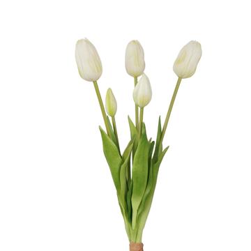 Kunstboeket Lisa tulpen wit/groen 40cm