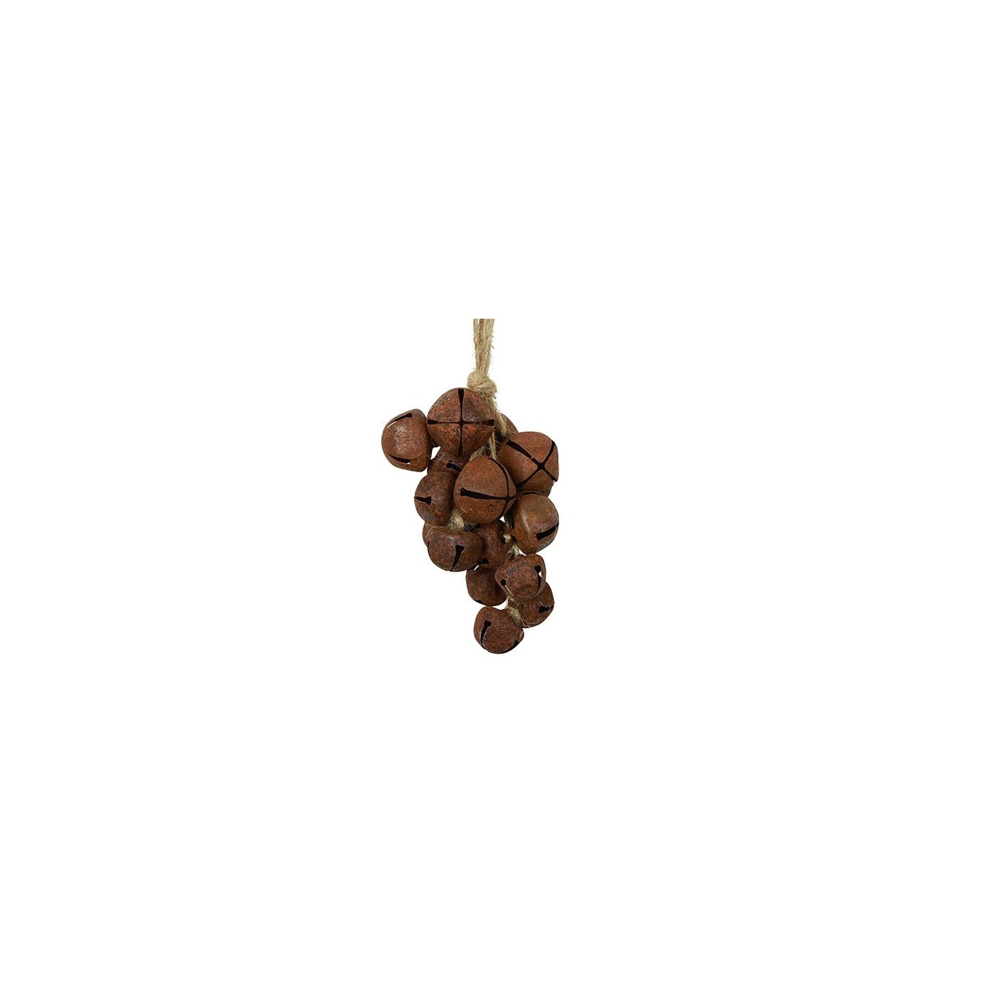 Kersthanger belletjes roest metaal 20cm