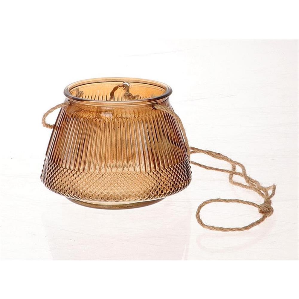 Hangende windlicht  Ø15xh10,5cm bruin