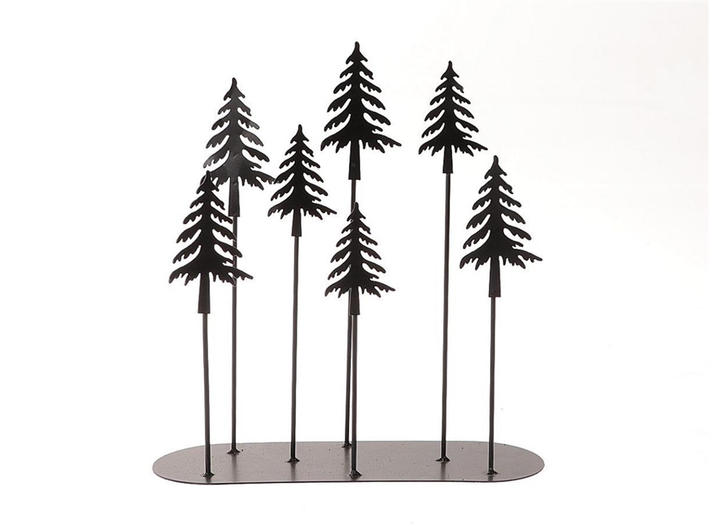 Kerstbomen tafereel 28x30cm zwart metaal