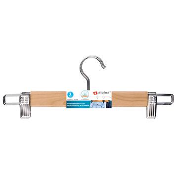 Broekhanger hout & clips 2pc